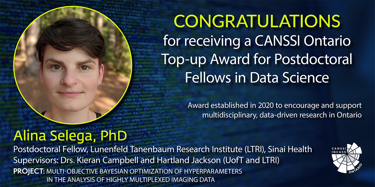 Image of Dr. Alina Selega's CANSSI Ontario top-up award announcement